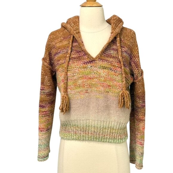Anthropologie Pilcro Wool Blend Hoodie Sweater Pullover V-Neck Drawstring Size S - Picture 11 of 11
